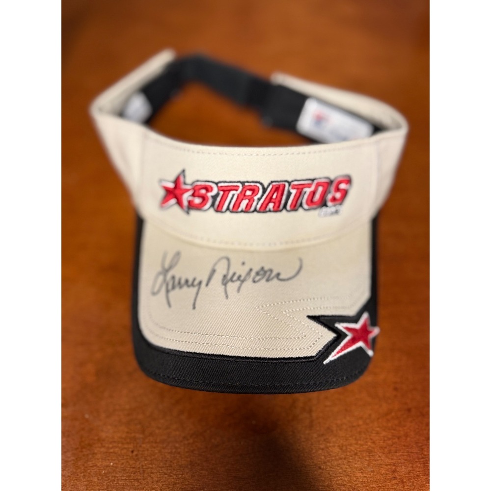 Stratos Boats Fishing Visor Hat The Game Larry Nixon Signed Tan Black Red Mens